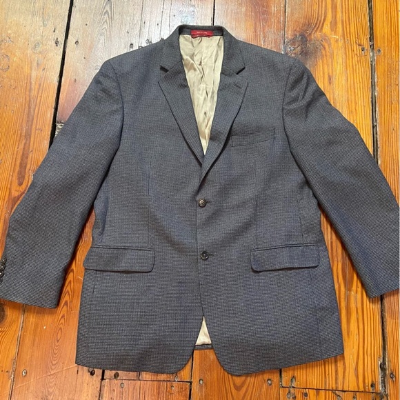 Izod Blazer Men's Size 42R Houndstooth Tan Navy Maroon 2 Button Sport Coat Work - Picture 12 of 12